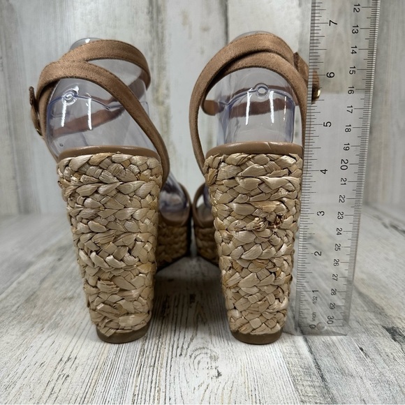 New BP. Women Beige Faux Suede Ginny Wedge Ankle Strap Espadrille Sandals #491 - Picture 6 of 10